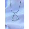 ÇOK SATAN 316L Çelik Gümüş Renk Ay Yıldız Model Unisex Kolye