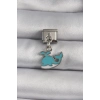ÇOK SATAN 316L Çelik Gümüş Renk Sallantı Mavi Balina Model Nomination Charm