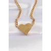 ÇOK SATAN 316L Çelik Zincir Altın Renk Düz Plaka Kalp Kolye