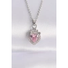 ÇOK SATAN 316L Çelik Zincir Gümüş Renk Pembe Zirkon Taşlı Rapunzel Kolye