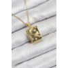 ÇOK SATAN 316L Çelik Zirkon Taşlı Açılabilr Kapaklı Kitap Model Gold Renk Kadın Kolye