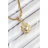 ÇOK SATAN 316L Çelik Zirkon Taşlı Güneş Model Gold Renk Kadın Kolye