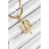 ÇOK SATAN 316L Çelik Zirkon Taşlı Melek Model Gold Renk Kadın Kolye