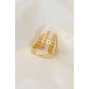 ÇOK SATAN Ayarlamalı Gold Renk Metal Zirkon Taşlı Piramit Yüzük