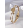 ÇOK SATAN BFS 316L Çelik Gold Renk Çeyrek Altın Zirkon Taş Detay Kadın Kelepçe