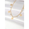 ÇOK SATAN BFS 316L Çelik Taşlı Gold Renk Çoklu Çiçek Kolye