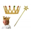 ÇOK SATAN BFS Çocuk Boy Kraliçe Prenses Tacı Ve Yıldız Peri Asası Altın Renk