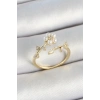 ÇOK SATAN BFS Pirinç İnci Detaylı Papatya Figürlü Zirkon Taşlı Gold Renk Ayarlanabilir Kadın Yüzük