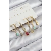 ÇOK SATAN BFS Pirinç Zirkon Taşlı Sallantılı Model Gold Renk 6lı Küpe Set