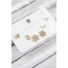 ÇOK SATAN BFS Pirinç Zirkon Taşlı Yıldız Ve Gül Model Gold Renk 925 Ayar Gümüş Çivi Kadın Küpe Set