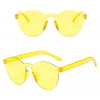ÇOK SATAN BFS Sert Mika Oval Şekilli Çerçevesiz Sarı Gözlük Retro Parti 5x14 Cm