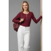ÇOK SATAN Çıtçıt Detaylı Bluz Bordo T4343