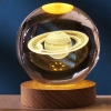 ÇOK SATAN Dekoratif Satürn Tasarımlı Ahşap Altlıklı Işıklı Cam Küre Cam:6cm Ahşap:2cm