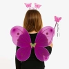ÇOK SATAN Fuşya Kelebek Kız Seti – 50 Cm Kelebek Kanadı, Taç Ve Asa