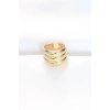 ÇOK SATAN Gold Renk Ayarlanabilir Çizgili Bombe Yüzük
