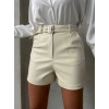 ÇOK SATAN Kemerli deri şort krem h241003