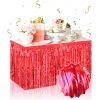 ÇOK SATAN Kendinden Yapışkanlı Kırmızı Metalize Püsküllü Masa Eteği