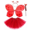 ÇOK SATAN Kırmızı Kelebek Kostümü - Kırmızı Kelebek Kostüm Aksesuar Seti 4 Parça