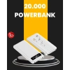 ÇOK SATAN LED Işıklı 20.000mAh Powerbank LCD Gösterge Dahili Çoklu Kablo