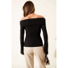 ÇOK SATAN Omzu Açık Fermuarlı Bluz siyah T4330