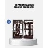 ÇOK SATAN Özel Deri Çantalı 12 Parça Manikür Pedikür Bakım Seti Paslanmaz Çelik