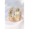 ÇOK SATAN Pirinç Gold Renk Yaprak Desenli Halka Küpe