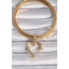 ÇOK SATAN Pirinç Gold Renk Zirkon Taş Detaylı Kalp Figür Ajda Charm