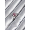 ÇOK SATAN Pirinç Gümüş Renk Pembe Zirkon Taş Kalp Charm Model Kadın Yüzük