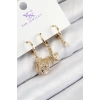 ÇOK SATAN Pirinç Zirkon Taşlı 3lü İstiridye Ve Yıldız Model Gold Renk Kadın Küpe