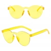 ÇOK SATAN Sert Mika Oval Şekilli Çerçevesiz Sarı Gözlük Retro Parti 5x14 Cm