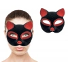 ÇOK SATAN Siyah Kırmızı Simli Süet Kedi Maskesi
