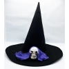 ÇOK SATAN Siyah Renk Mavi Duvaklı Kuru Kafa Temalı Cadı Şapkası 35x38 cm