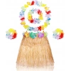 ÇOK SATAN Yetişkin Çocuk Hawaii Parti Seti - 40 cm Naturel Etek + Çiçek Aksesuarlar (5 Parça)