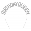 Gümüş Renk Kristal Taşlı Parlak Birthday Queen Yazılı Kraliçe Taç 16x17 Cm
