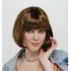 Kahve Renk Düz Kesim Küt Parti Peruğu Kısa Takma Saç