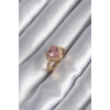 Pirinç Gold Renk Pembe Zirkon Taşlı Charm Kalp Model Kadın Yüzük