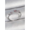 Pirinç Gümüş Renk Pembe Damla Zirkon Taşlı Ayarlanabilir Model Kadın Yüzük