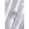 Pirinç Gümüş Renk Pembe Zirkon Taş Kalp Charm Model Kadın Yüzük