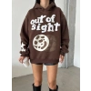 TAVSİYE EDİLEN GÜVENLİ SATICI 3 iplik şardonlu oversize compact out of baskılı sweat kahve