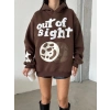 TAVSİYE EDİLEN GÜVENLİ SATICI 3 iplik şardonlu oversize compact out of baskılı sweat kahve