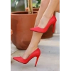 TAVSİYE EDİLEN GÜVENLİ SATICI Jilya Kırmızı Cilt Stiletto Ayakkabı