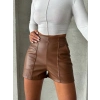 TAVSİYE EDİLEN GÜVENLİ SATICI Parçalı cepli deri şort taba w26312