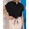 TAVSİYE EDİLEN GÜVENLİ SATICI Sıfır kollu bağlamalı crop gömlek siyah s255359