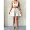 TAVSİYE EDİLEN GÜVENLİ SATICI Volanlı keten şort bej s255058