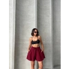 TAVSİYE EDİLEN GÜVENLİ SATICI Volanlı keten şort bordo s255058