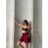 TAVSİYE EDİLEN GÜVENLİ SATICI Volanlı keten şort bordo s255058