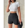 TAVSİYE EDİLEN GÜVENLİ SATICI Yüksek bel parçalı double kumaş şort s25312
