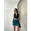 TAVSİYE EDİLEN GÜVENLİ SATICI Zincirli şort etek petrol yeşili s24676