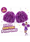 1 Çift ( 2 Adet ) Mor Renk 23 Nisan 19 Mayıs 29 Ekim Okul Gösteri Ponponları Ekstra Dolgun