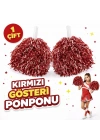 1 Çift ( 2 Adet ) Kırmızı Renk 23 Nisan 19 Mayıs 29 Ekim Okul Gösteri Ponponları Ekstra Dolgun